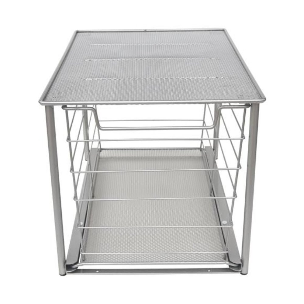 Large Stackable Slide-Out Drawer Organizer, Satin Nickel, 15" x 10 " - Picture 4 of 6